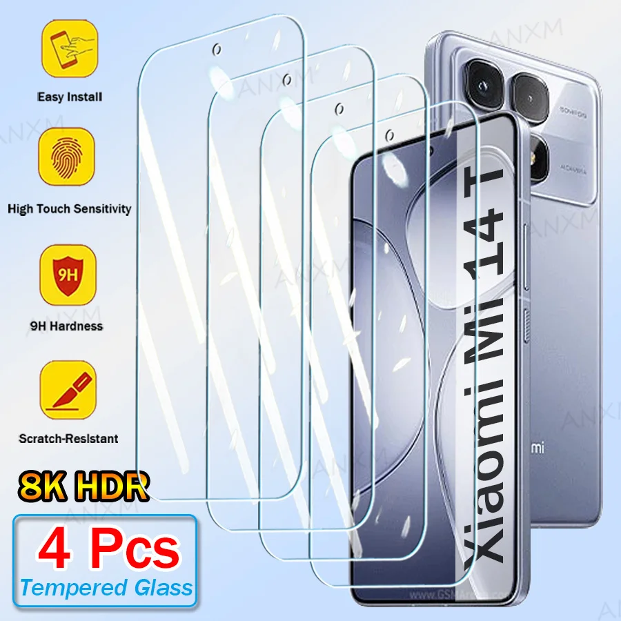 2-4 piezas de vidrio templado para Xiaomi Mi 14T 14 T Pro protectores de pantalla película protectora de vidrio