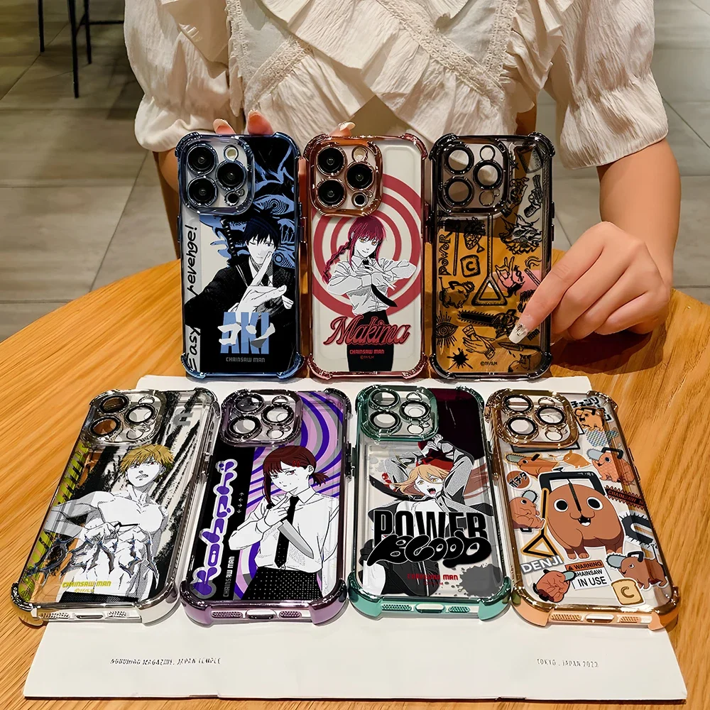 Funda chapada de Anime Chainsaw Man para Samsung S24 S23 S22 S21 S20 FE Note20 Plus Ultra Lite 5G, funda protectora anticaída a prueba de golpes