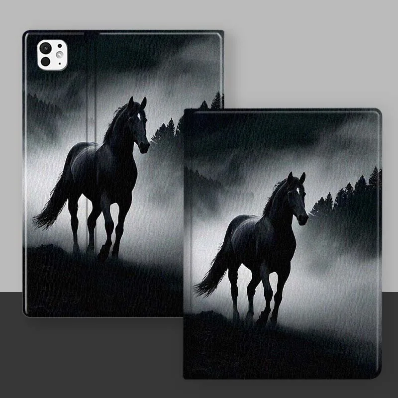 Patrón de arte del caballo oscuro para iPad Pro Mini 1 2 3 4 5 6 7 7ta generación 12,9 10,5 13 11 7,9 8,3 M4 pulgadas funda para tableta - imagen 3