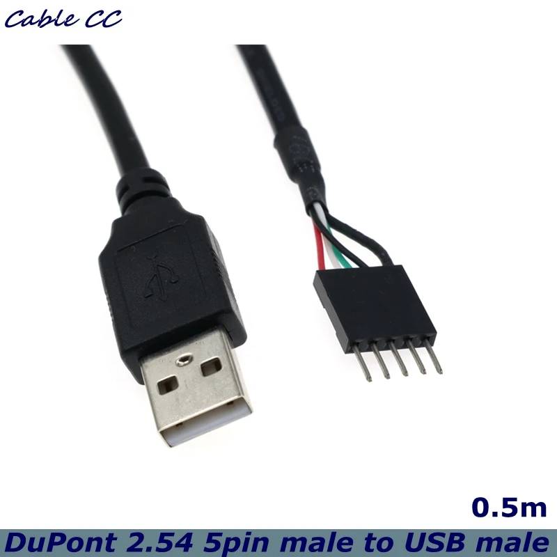 Conector USB 0.3 Macho 5 Pines Macho Cable Placa Base PCB Blindaje 5 Pines DuPont 2.0 Carcasa Ordenador 2.54m - Vista principal del producto