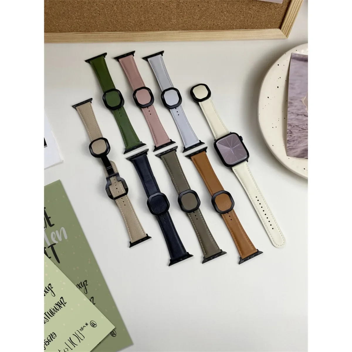 Correa de reloj para Apple Watch 42/44/45/46/49mm 40/41mm correa de reloj de moda de cuero PU para reloj serie Ultra2 11/10/9/8/7/6