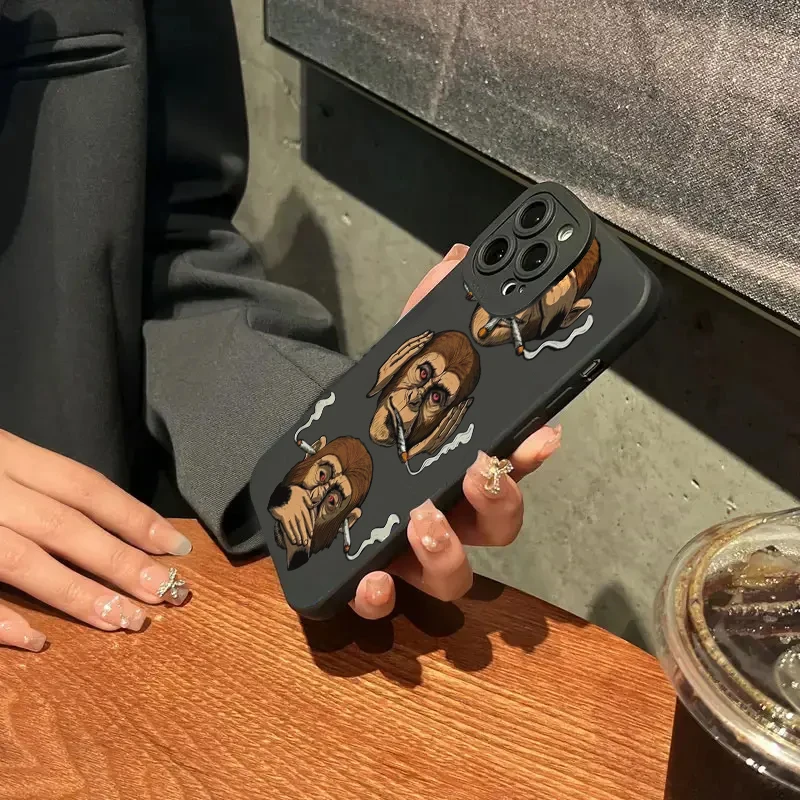 Funda de teléfono con patrón de tres monos de Hericium para iPhone 16 15 14 7 8 Plus XS X XR 14 13 11Pro Max 13 12 Mini SE2 cubierta a prueba de golpes - imagen 5