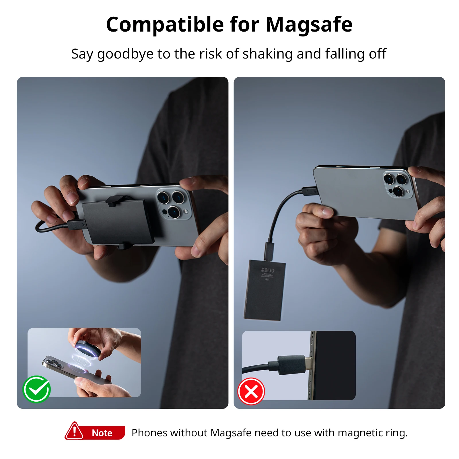 Soporte SSD magnético SmallRig para MagSafe, abrazadera de teléfono acoplable para SSD externo para Samsung SanDisk para accesorios cruciales - imagen 2