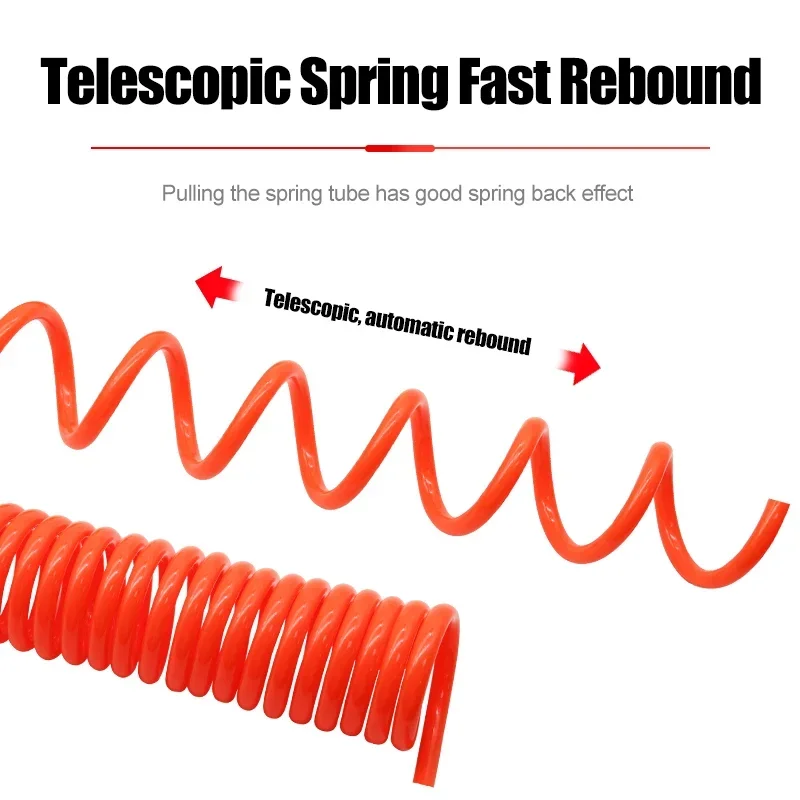 Tubo de manguera de compresor de aire PU, herramienta de aire Flexible con conector, tubo en espiral de resorte de poliuretano neumático con junta, 3/6/9/12/15M - imagen 3