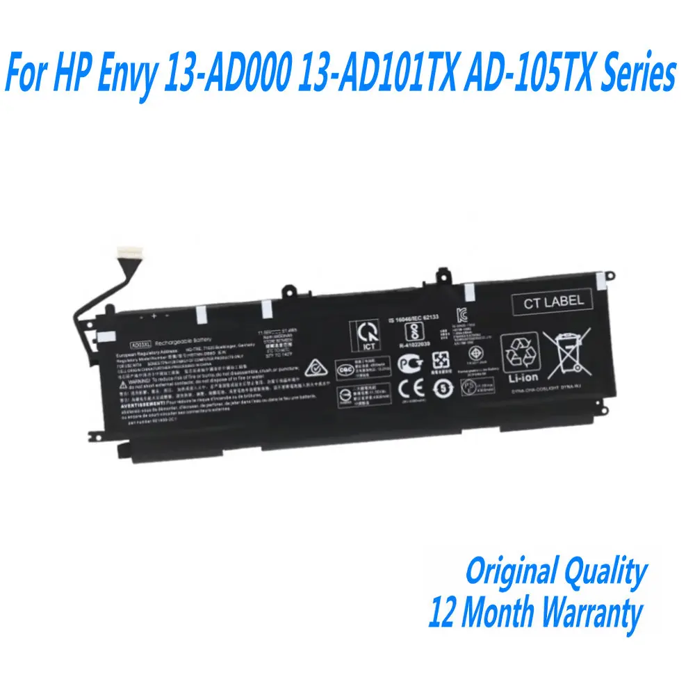 11,55 V/51,4Wh /4450mAh AD03XL batería del ordenador portátil para HP Envy 13-AD000 13-AD101TX AD-105TX serie HSTNN-DB8D 921439 -855 921409 -271