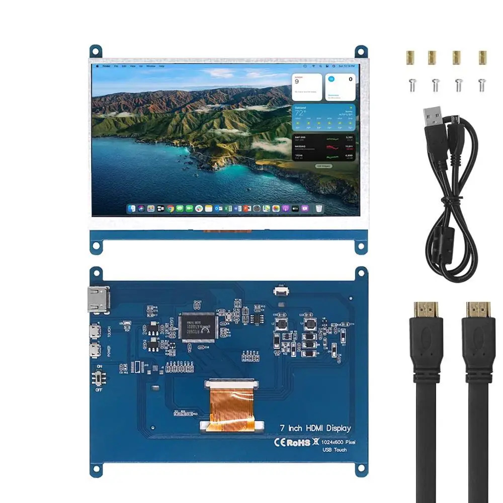 Pantalla Raspberry Pi de 7 pulgadas 1024x600 para 4 3B+ 3B sin contacto Mini monitor HDMI de 7 pulgadas - imagen 5