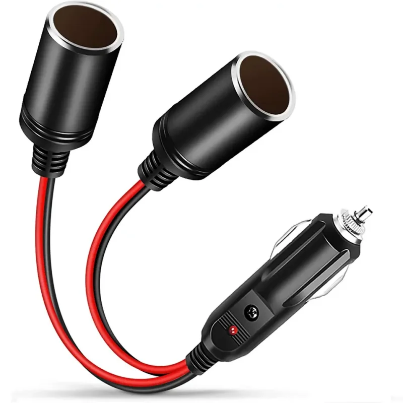 12V 24V 1 a 2 encendedor de cigarrillos de coche adaptador de corriente puente divisor enchufe hembra Cable de extensión