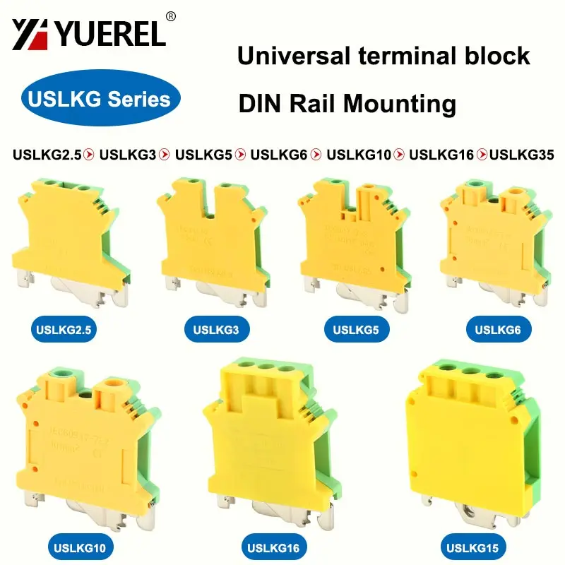 ULSKG2.5 3 5 6 10 16 35 Riel de tornillo de tierra Bloque de terminales Din Protector de tierra Conector eléctrico de cable Modular del Reino Unido - imagen 2