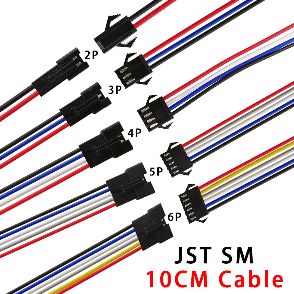 Cable de extensión LED JST SM de 2/3/4/5/6 Pines, conector macho y hembra para tira de luces RGB RGBW 3528 5050, 10CM - imagen 2