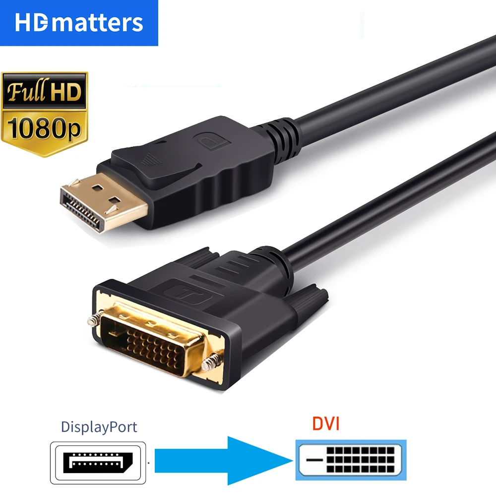 Cable Adaptador DisplayPort a DVI-D 1080P Compatible con Monitores - imagen 3