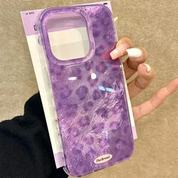 Funda iPhone 16 Leopardo Púrpura Hielo – Diseño Lujo para 15 14 13 12 11 Pro