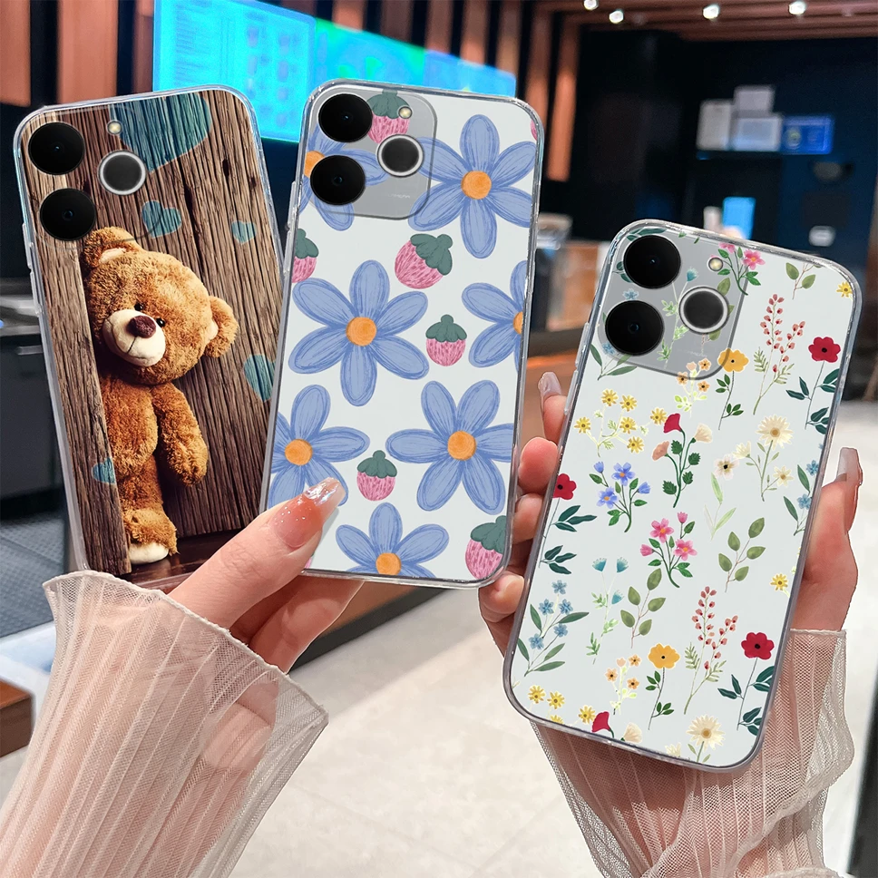Para Realme Note 70 70T 4G Funda de teléfono flores coloridas suave delgada TPU Funda transparente de silicona para Realme Note70 Funda antideslizante - imagen 4