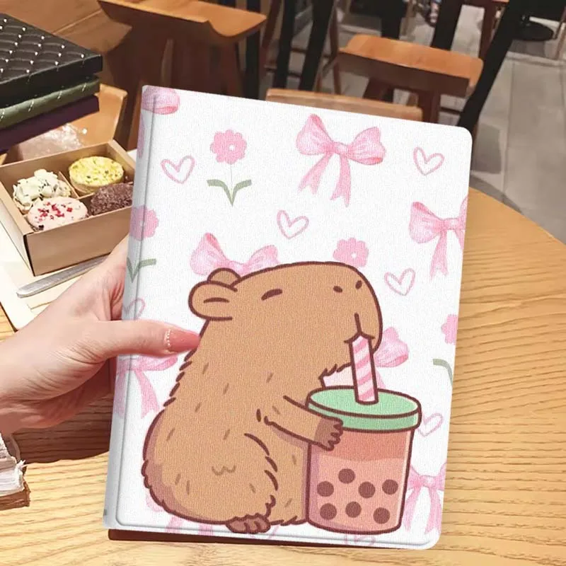 Funda de capibara bonita de dibujos animados artísticos para iPad Pro Mini 1, 2, 3, 4, 5, 6, 7, 7. a generación, 12,9, 10,5, 13, 11, 7,9, 8,3, M4 pulgadas - imagen 5