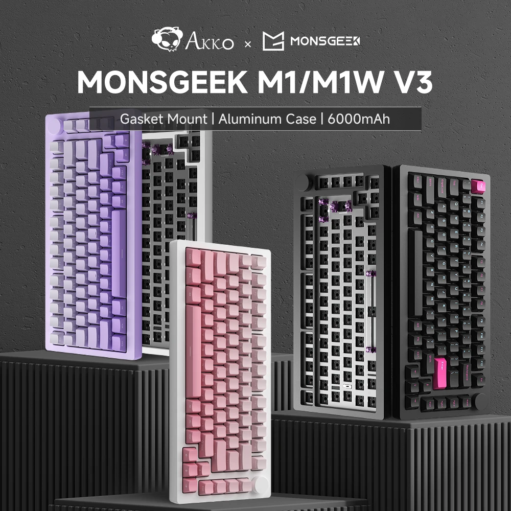 AKKO X MonsGeek M1/M1W V3 Teclado mecánico para jugar/Kit Barebone DIT 75% 3/5 pines intercambio en caliente RGB junta montaje caja de aluminio