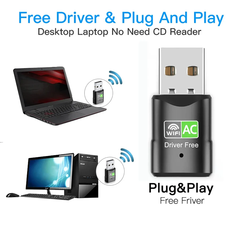 Adaptador WiFi de doble banda de 600Mbps, antena USB de 2,4g y 5GHz, Adaptador Wifi USB, Adaptador de tarjeta de red inalámbrica, controlador receptor Wifi gratis - imagen 3