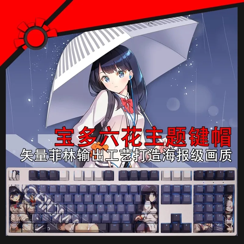 Juego de 108 teclas SSSS GRIDMAN Takarada Rikka, teclas PBT Dye retroiluminadas, teclas de Anime para teclado ANSI 61, 87, 104, 108 - imagen 2