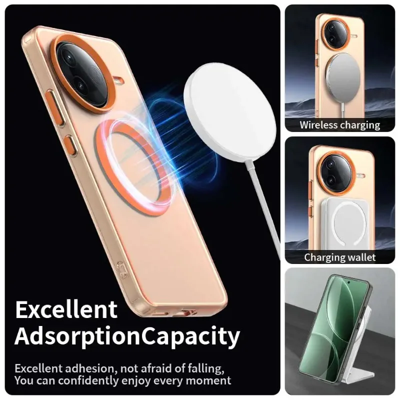 Para POCO F7 Ultra funda para Magsafe carga inalámbrica magnética cubierta de PC translúcida para POCO F7 Pro F7ultra Candy parachoques - imagen 2