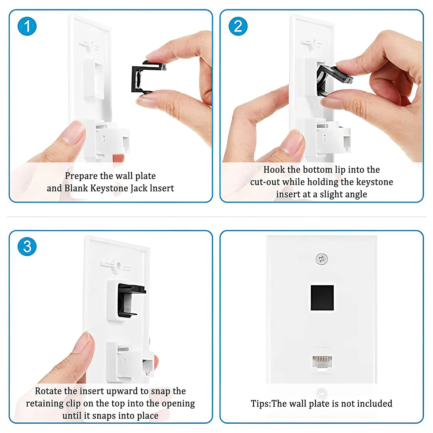 ZoeRax Paquete de 30 insertos Keystone Jack en blanco para placa de pared Keystone y panel de conexión - imagen 4