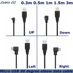 Cable Micro USB Angulado 90° Carga Sincronización 50cm