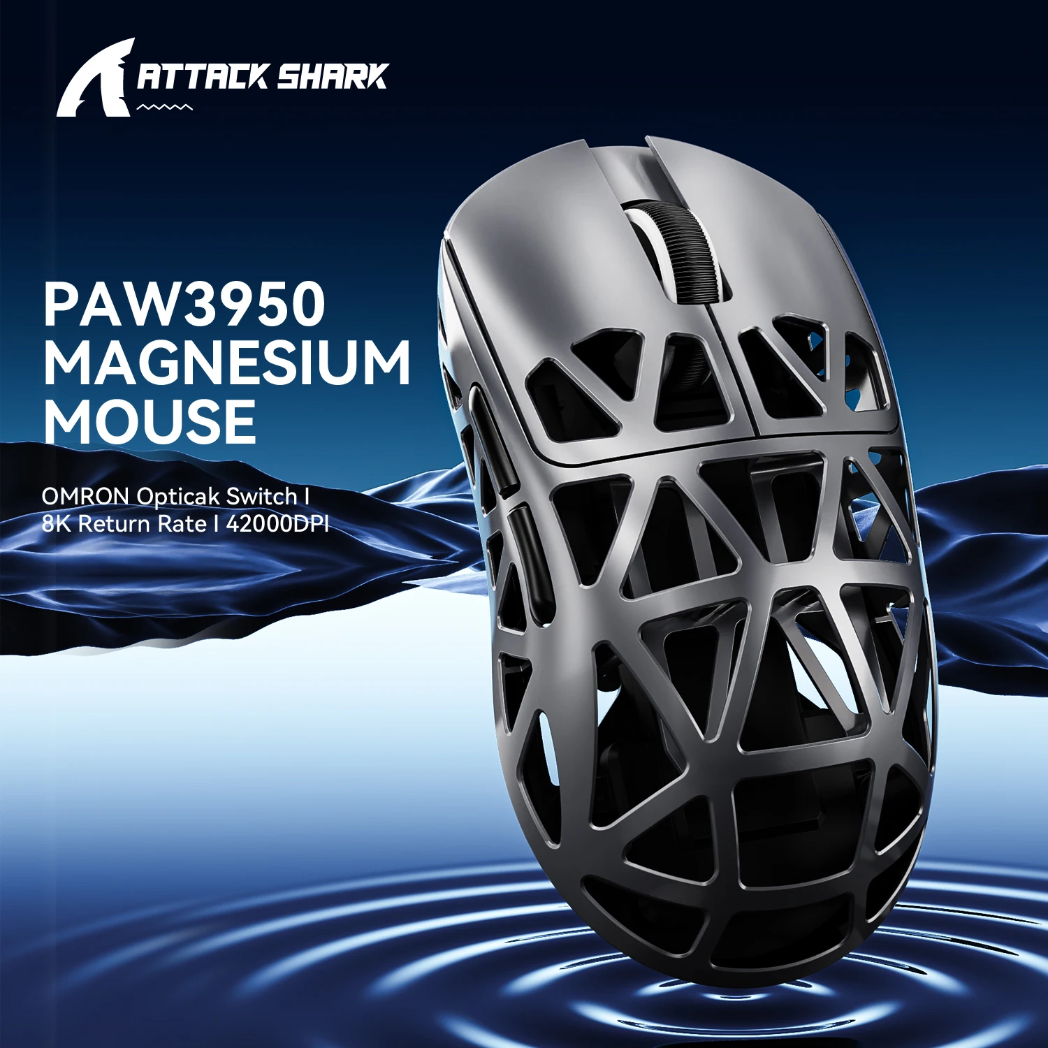 Ratón inalámbrico ligero para juegos ATTACK SHARK R2 de aleación de magnesio PAW3950 de 8KHz