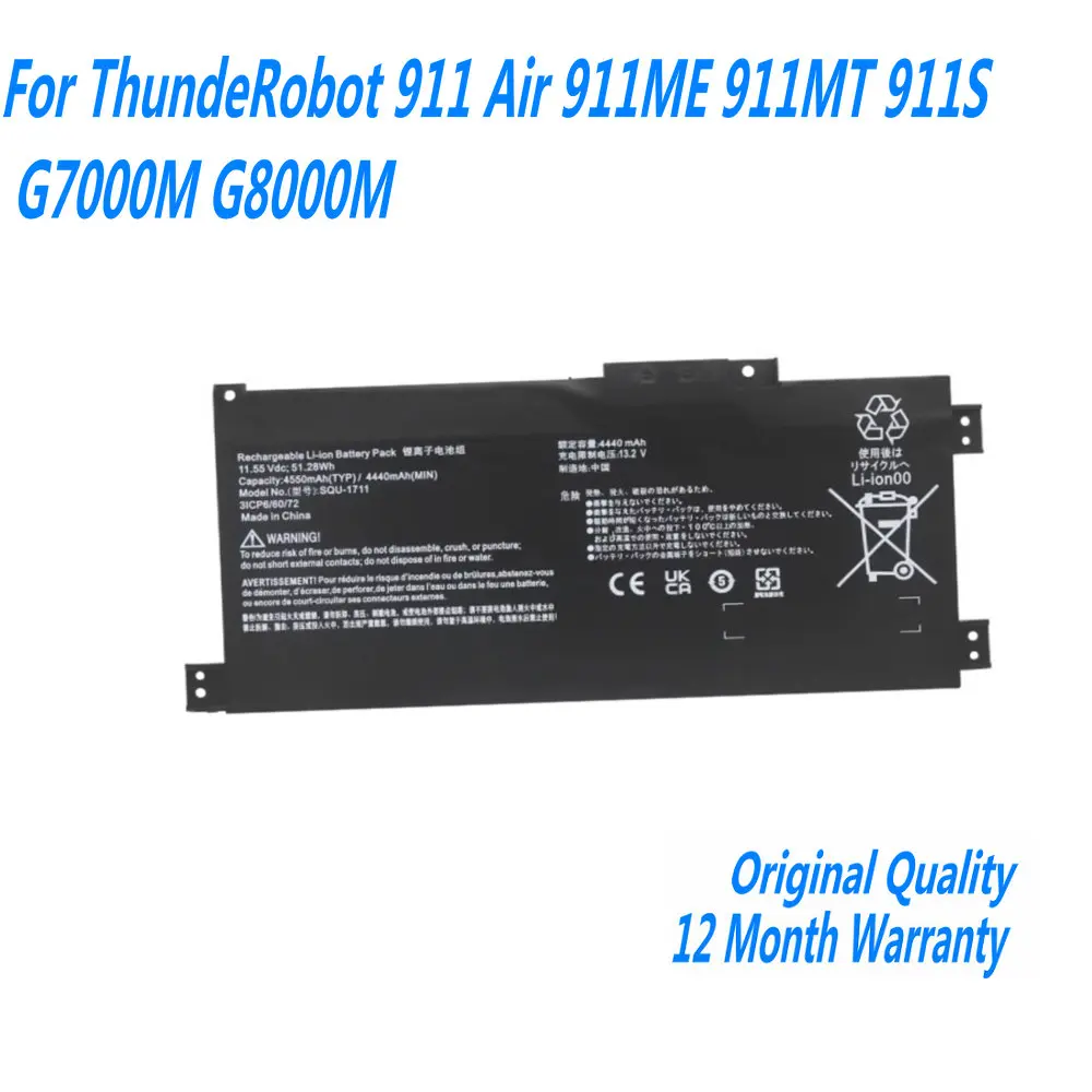 Nueva batería de ordenador portátil SQU-1711 para ThundeRobot 911 Air 911ME 911MT 911S G7000M G8000M SQU-1718 11,55 V 4440mAh