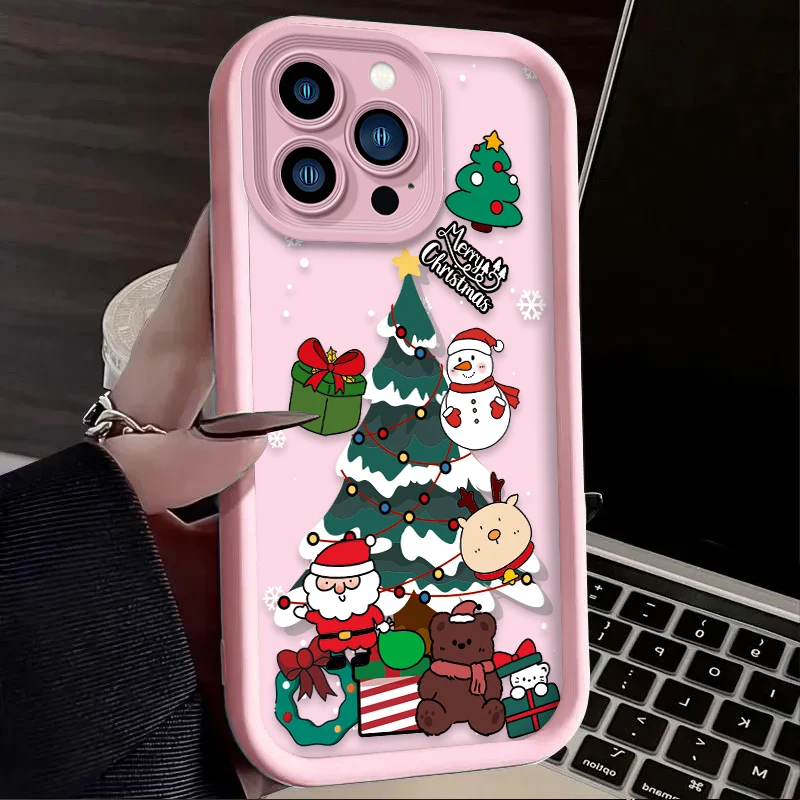 Funda de silicona con dibujos de Papá Noel para iPhone 17 Air 16 16E 15 14 13 12 11 Pro Max X XS X S Max XR SE 2020 SE4 7 8 - imagen 3