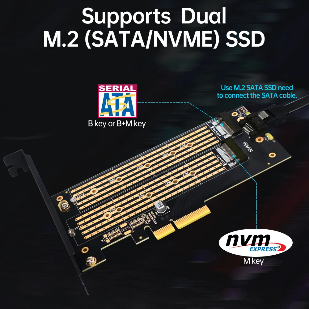 JEYI Adaptador M.2 a PCIe x16 para NVMe NGFF y SATA - imagen 4