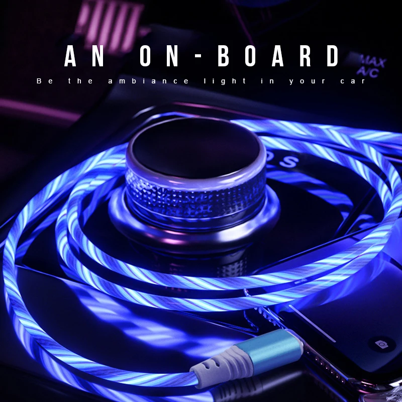 Cable de carga rápida USB tipo C para Huawei, Cable de carga de luz fluida 3A - imagen 5