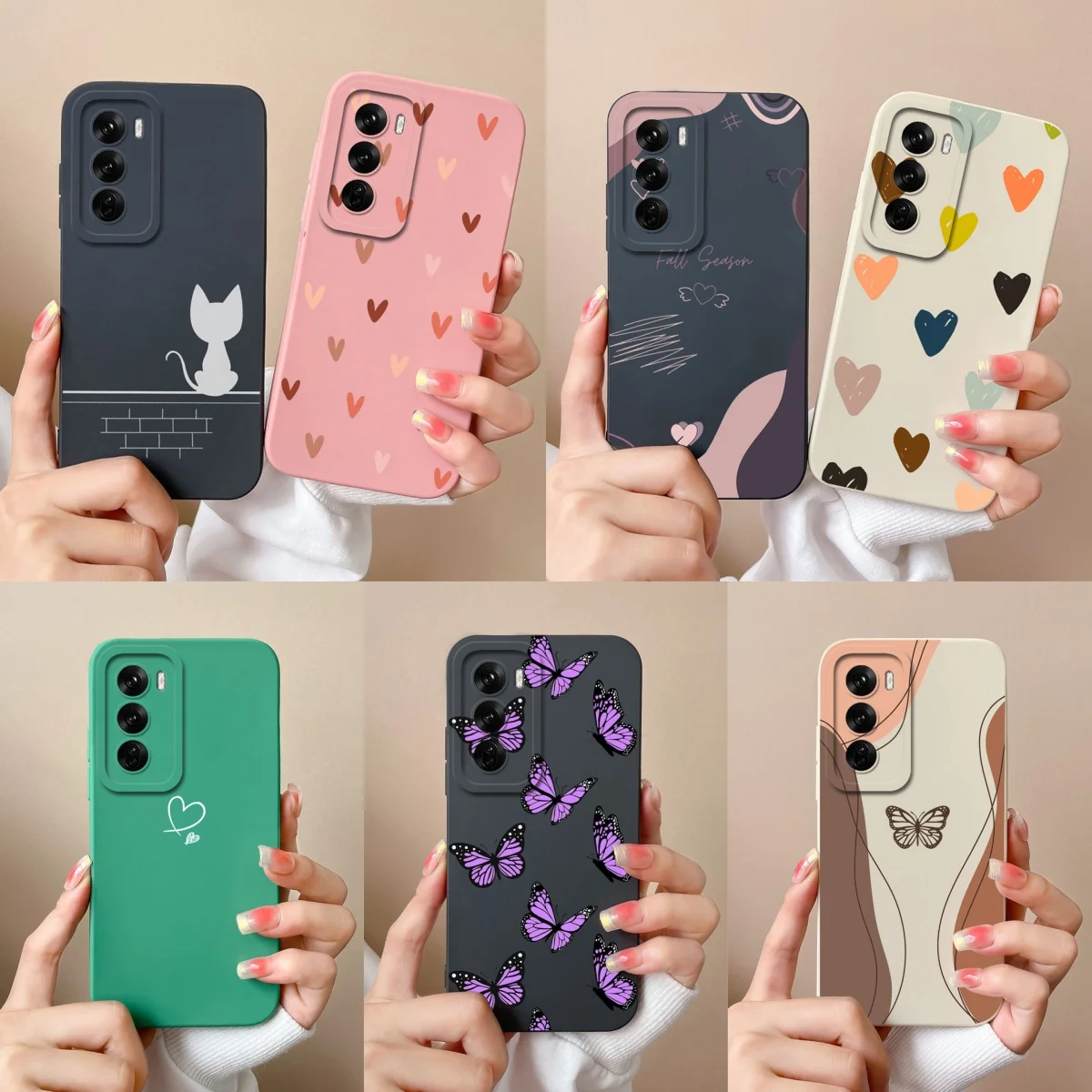 Fundas de corazón de amor para Oppo Reno 12 Pro Funda de teléfono para Oppo Reno12 5G Funda protectora de cámara de silicona líquida para Reno 12Pro Funda - imagen 5