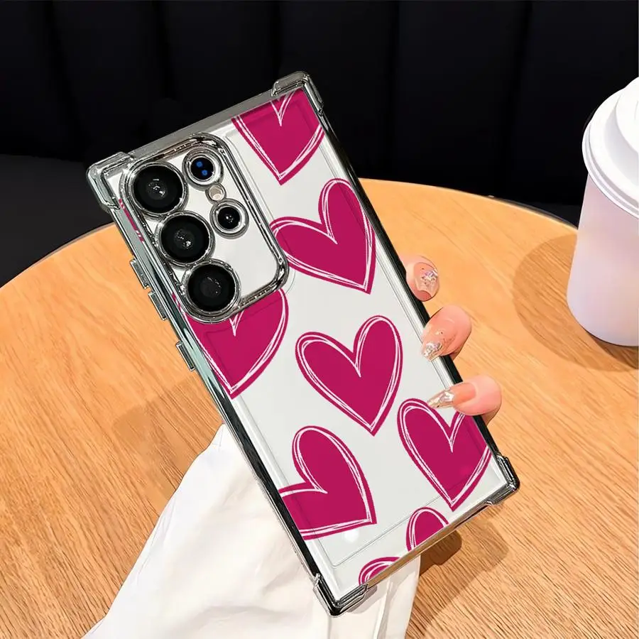 Funda de teléfono con funda suave y corazón de amor creativo para Samsung Galaxy S23 S24 S20 FE S25 Edge S21 Plus S22 Ultra - imagen 2
