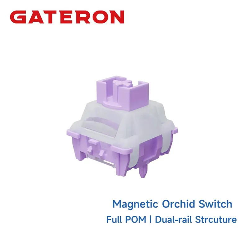 GATERON Interruptor POM completo de orquídeas magnéticas, estructura de doble carril, disparador rápido HE, efecto sensor Hall para juegos con teclado magnético - imagen 2