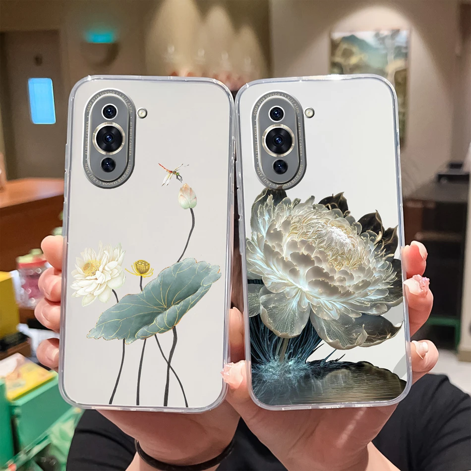 Para Huawei Nova 10 Pro SE funda gradiente flores suave TPU transparente silicona teléfono parachoques para Huawei Nova10 funda protectora