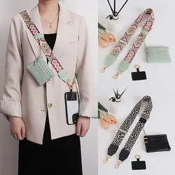 Cordón largo ajustable para móvil con funda billetera y cremallera