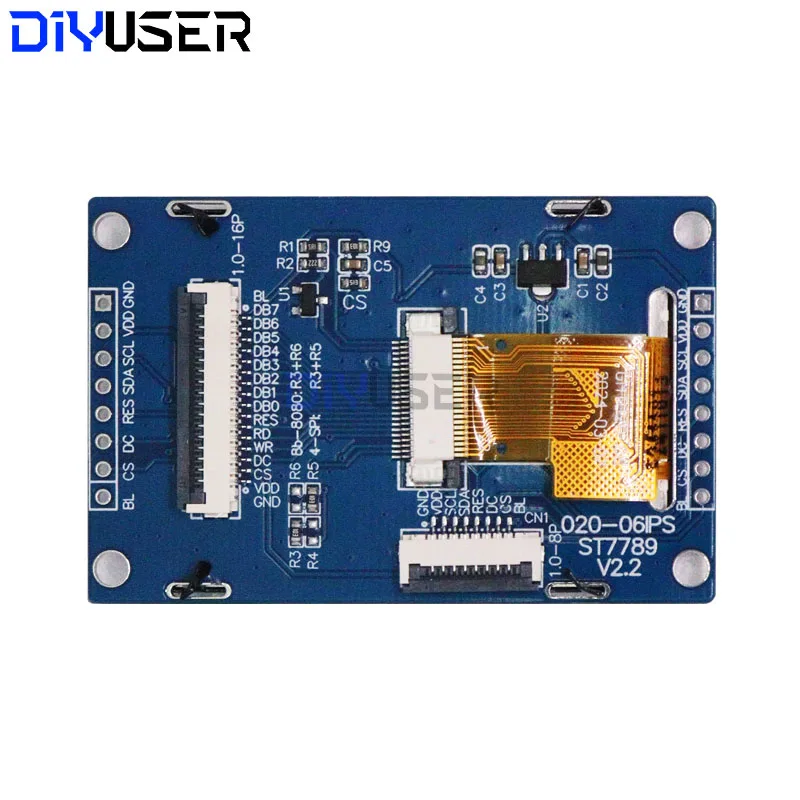 DIYUSER Módulo de pantalla LCD TFT a todo color de 2,0 pulgadas 240x320 con controlador ST7789, interfaz SPI/paralela para arduino - imagen 2