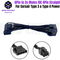 Cable Alimentación 6 Pines a 3x Molex IDE Corsair Serie RM-e