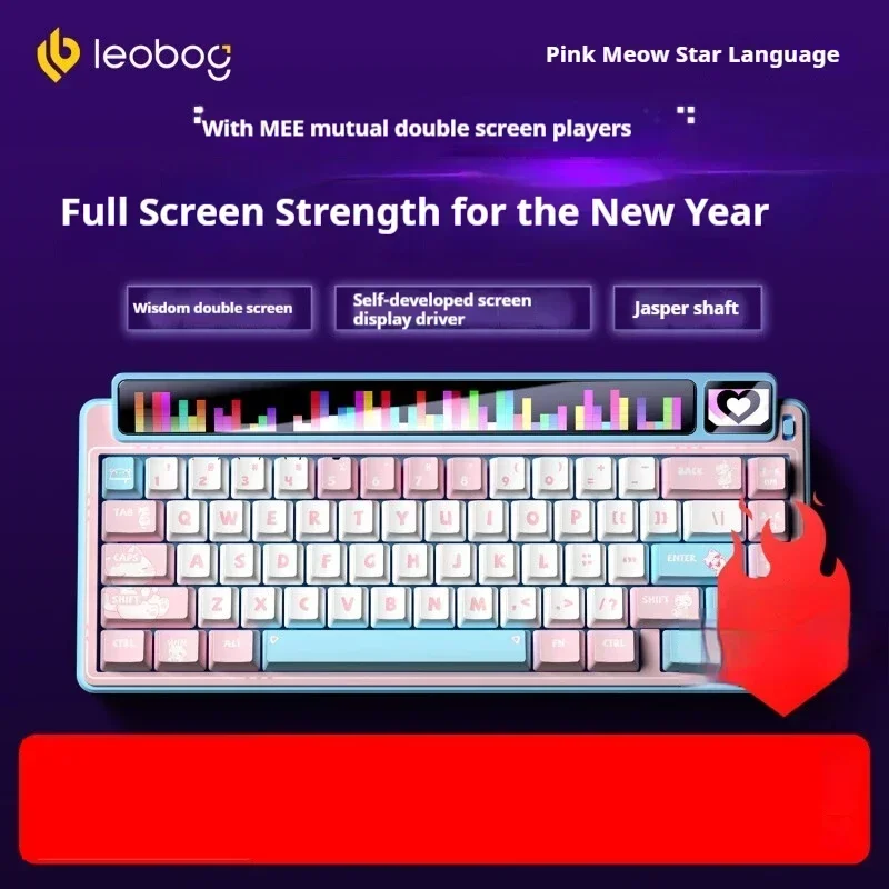 LEOBOG AMG65 Teclado mecánico con pantalla LED TFT 3 modos inalámbrico 2,4G RGB retroiluminado teclado para juegos de intercambio en caliente regalos para jugadores de PC - imagen 4