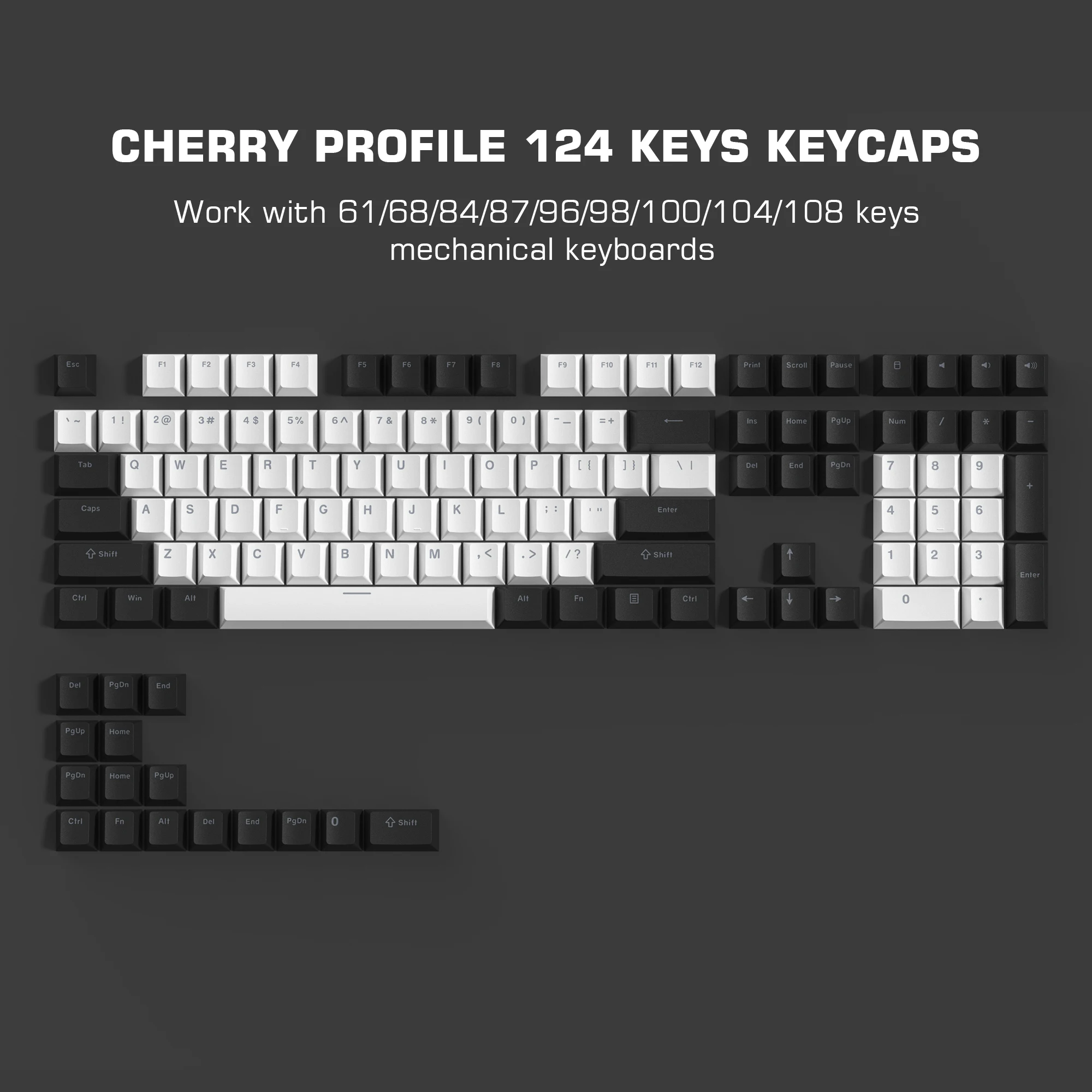 Teclas XVX de 124 teclas con perfil de cereza, teclas PBT retroiluminadas, teclas RGB para interruptores Cherry Gateron MX, teclas de teclado mecánico para jugadores - imagen 2