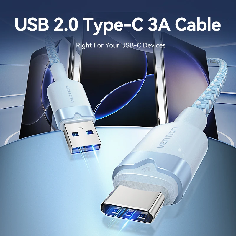 Vention Cable USB tipo C 3A para Xiaomi Redmi Note 14 Cable USB C para Samsung Cable de carga rápida USB-C Cable de carga de teléfono móvil - imagen 2