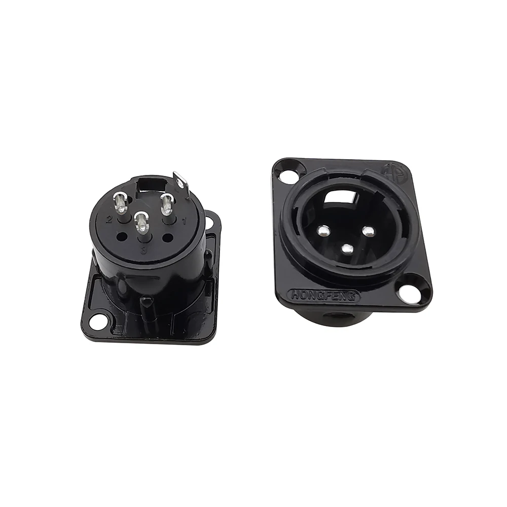1/2/10Pcs XLR 3 Pin Male Female Panel Mount Chassis Socket Audio Microphone Plug Jack Connector Black - imagen 5