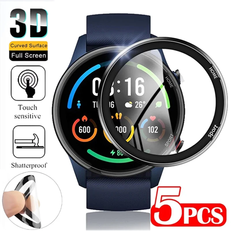 Paquete de 5-1 película protectora completamente suave con borde curvo para Xiaomi Watch Mi Color Sports Edition Protector de pantalla de reloj inteligente (no de vidrio)