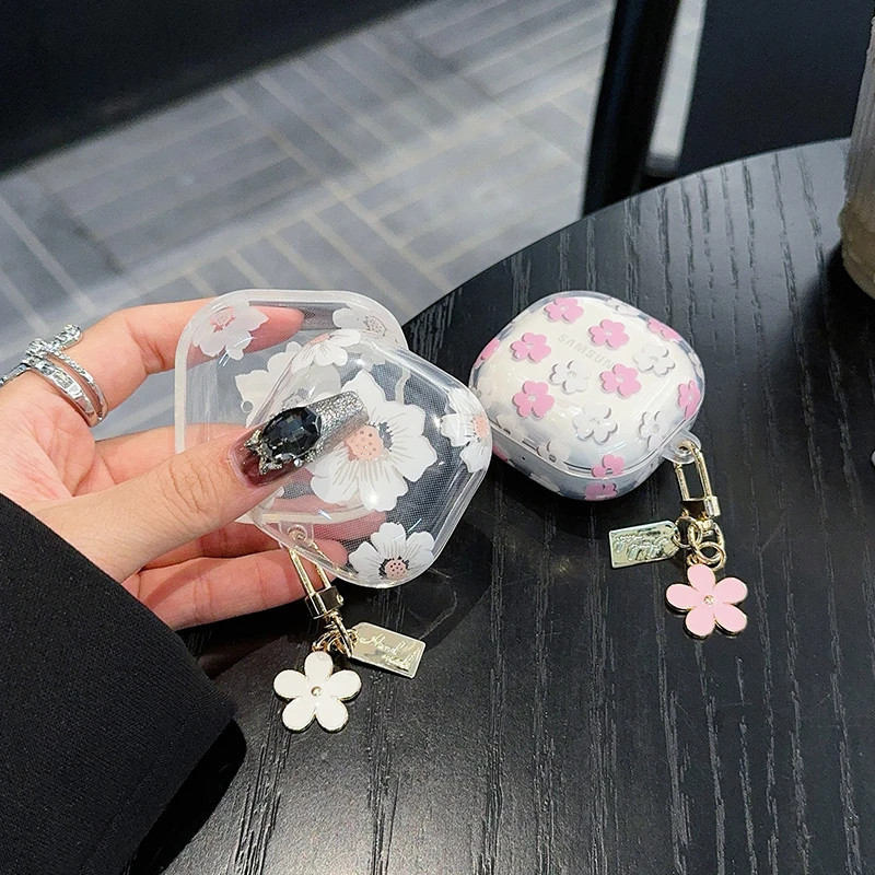 Funda de auriculares transparente anticaída de TPU suave para Samsung Galaxy Buds Pro/Live/FE con flores a la moda para Galaxy Buds Pro 2 - imagen 2