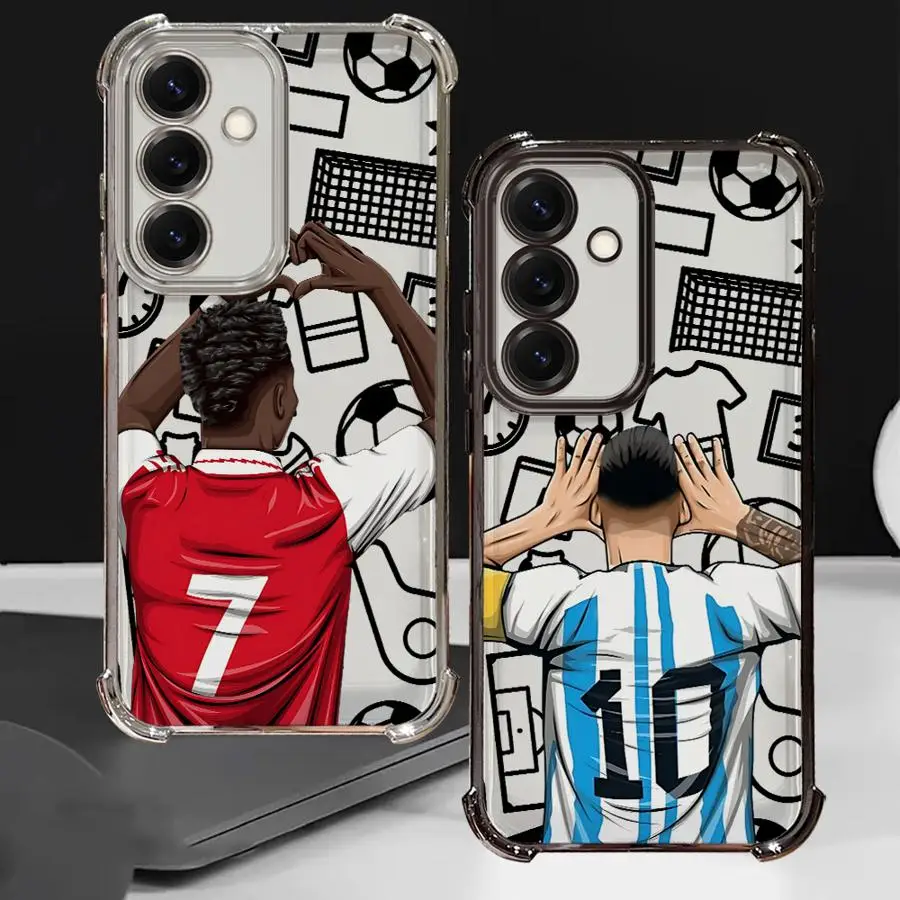 Funda con número de fútbol de dibujos animados para Samsung Galaxy S23 S20 FE S22 Ultra S21 Plus S24 S25 Edge, funda transparente - imagen 3