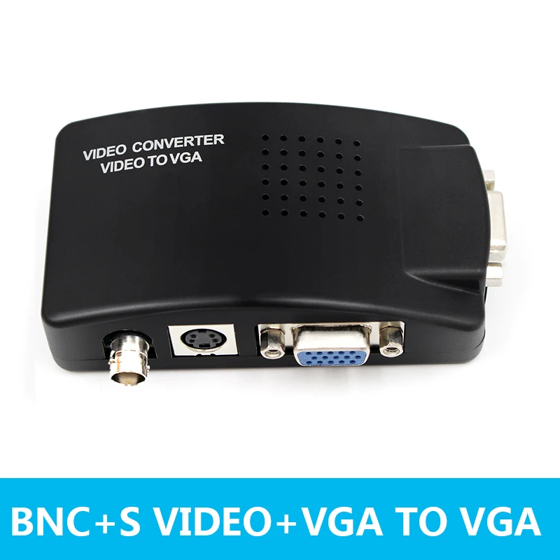 Adaptador convertidor de PC de vídeo S-Video/BNC VGA a VGA con BNC + 4 pines S-Video Color negro