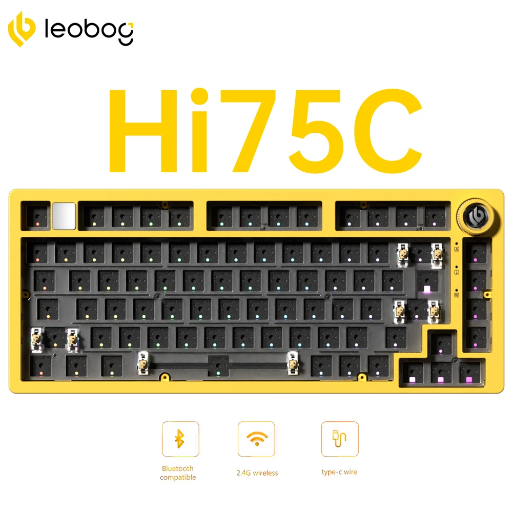 LEOBOG Hi75C/HI75C Pro teclado Barebone personalizado multimodo Kit de teclado de aluminio con cable/inalámbrico estructura de junta retroiluminada RGB