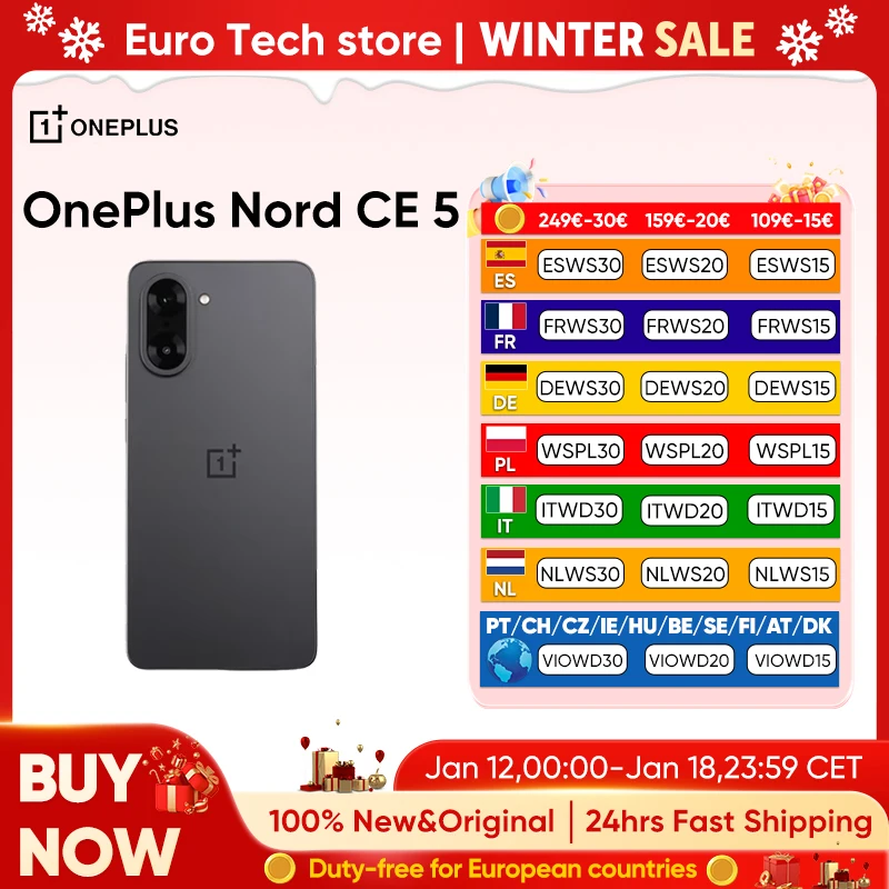 OnePlus Nord CE 5 5G Smartphone MediaTek Dimensity 8350 Apex Pantalla AMOLED de 6,77” 5200mAh 80W SUPERVOOC 50MP Cámara Sony OlS