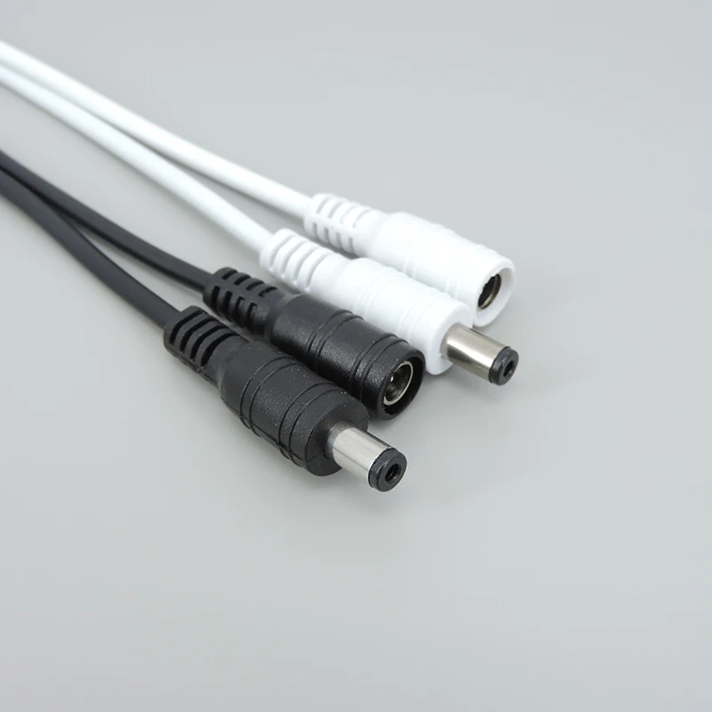 5 pares (5 macho + 5 hembra) Cable de alimentación CC blanco o negro Cable de extensión conector de Cable de 15cm enchufe de 5,5x2,1mm - imagen 2