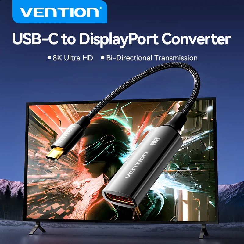 Vention 8K USB C a DisplayPort Cable USB tipo C macho a DP hembra adaptador para teléfono tableta portátil Monitor USB-C bidireccional