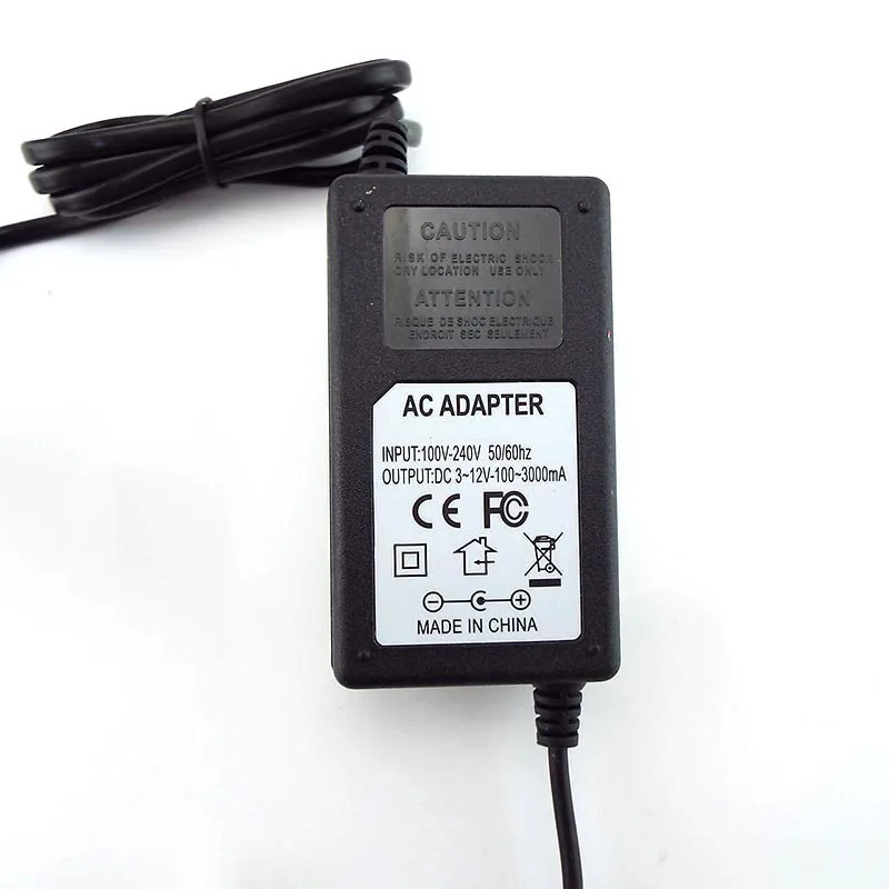 Adaptador de fuente de alimentación CCTV ajustable Universal, cargador de 100x240mm, conector hembra de CC, CA 5,5 V-2,1 V a CC 3-12V, 3A, 36W - imagen 5