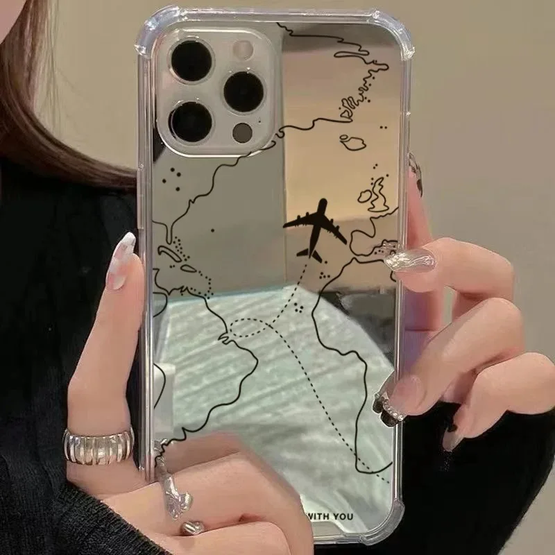 Funda con espejo dirigible de ruta de avión inspirada en viajes para Samsung Galaxy S25 S24 S23 S22 Ultra Plus FE A06 A14 A23 A36 A52 A55 - imagen 5