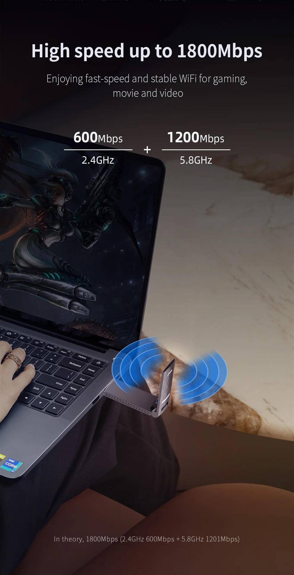 COMFAST-Adaptador USB AX1800 WiFi 6, tarjeta de red 2,4, 3,0G, 5G, 1800Mbps, alta velocidad, Antena para PC y portátil - imagen 5